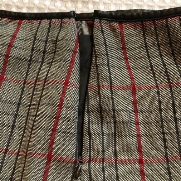 Leather Accent Plaid Skirt - Picture 9 of 9